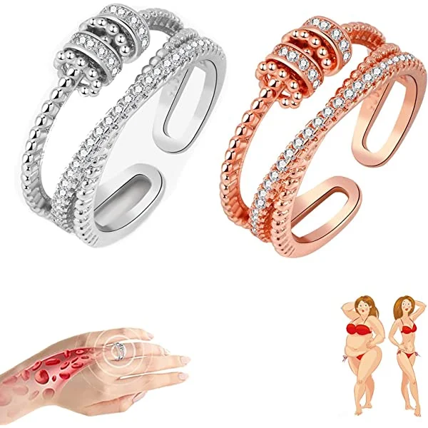 JANSIO Threanic Triple-Spin Ring, Feelief Zirconica Triple Fidget Ring, Threanic Triple-Spin Ring, to My Daughter Fidget Anti Anxiety Ring, Self Soothing Ring. (3 Color)