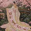 Sakura Garden Ancient Beauty Special Shaped DIY Partial Drill Diamond Painting Kit for Adults Beginners Home Decor Diamonds Paintings Gem Art 30x30cm