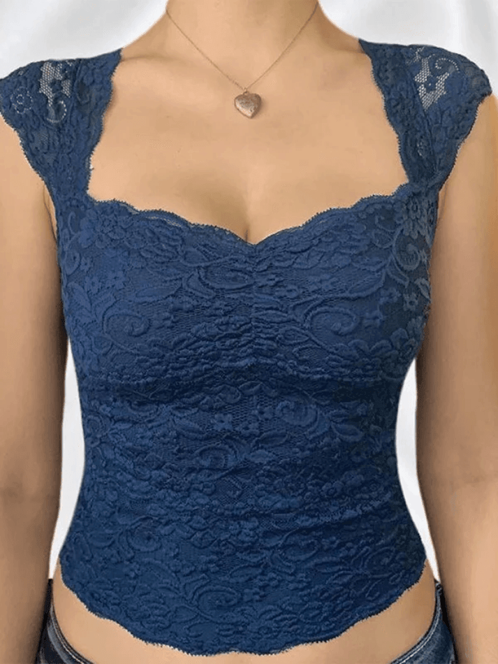 Toloer Lace Slim Short Sleeve Tee-Outfit Ideas