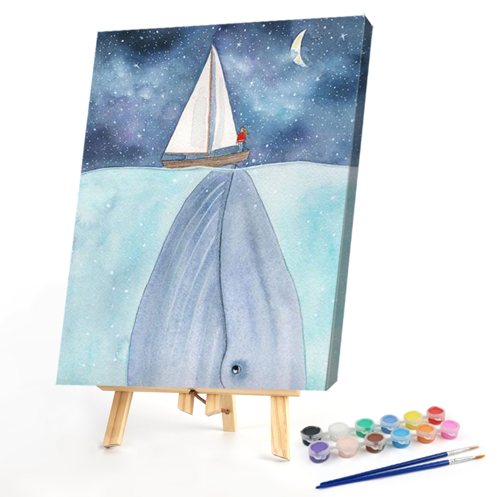 

40*50CM - Paint By Numbers - Whale Under Ship, 501 Original