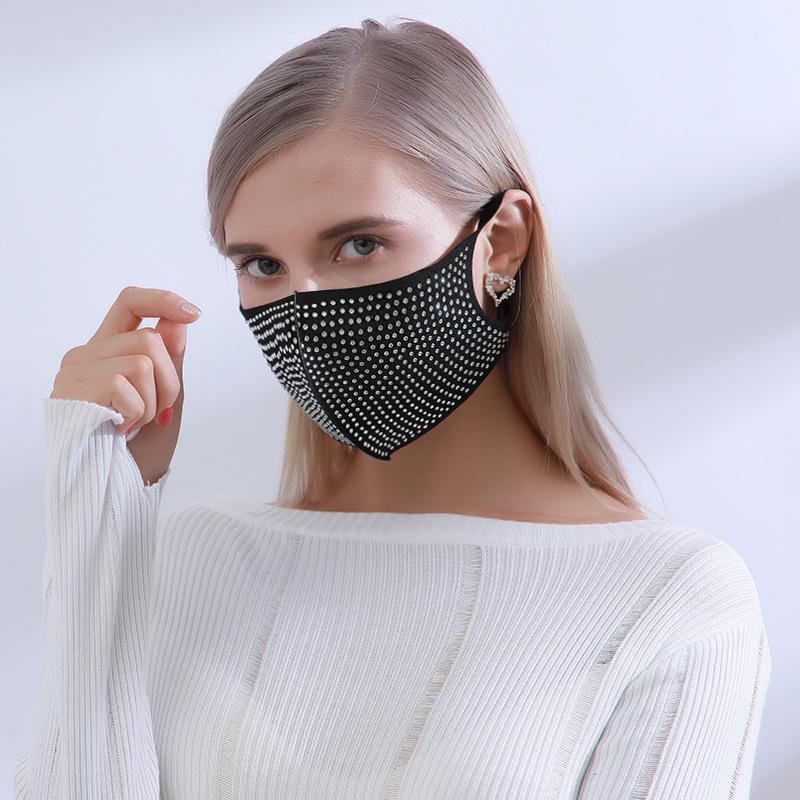 Fashion women rhinestone black mask