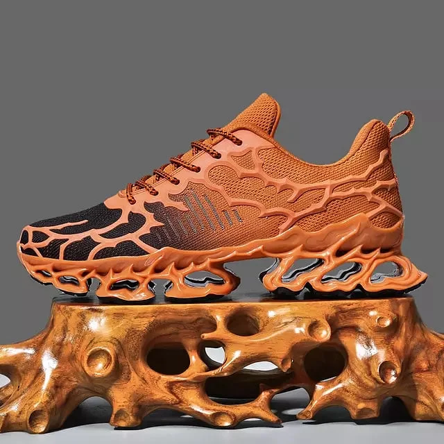Men Sneakers Orange Coral Pattern Shoes Men