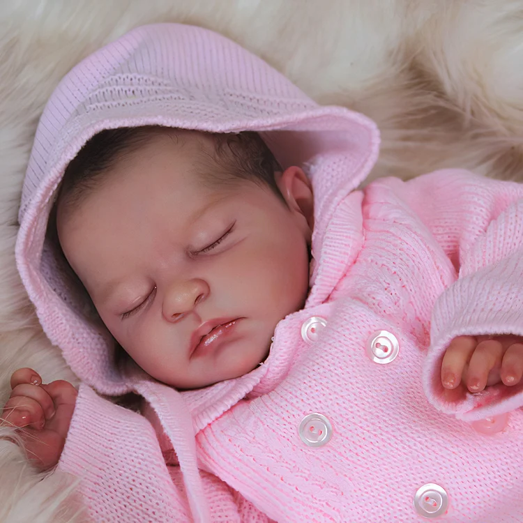  17" Lifelike Hand-painted Hair Reborn Sleeping Truly Newborn Girl Baby Dolls Named Carrins - Reborndollsshop®-Reborndollsshop®
