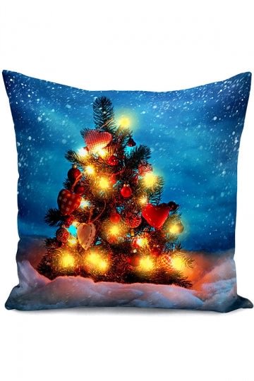 Home Decor Led Light Christmas Tree Print Throw Pillow Cover-elleschic