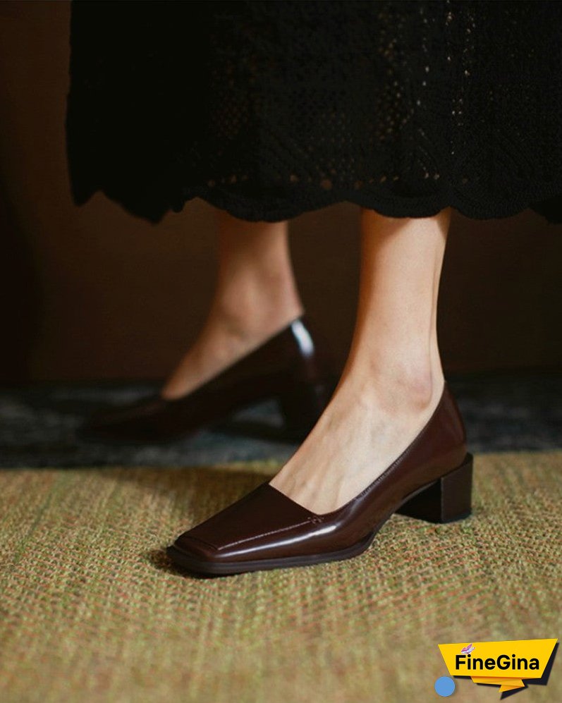 Square Toe Casual Slide Chunky Heels