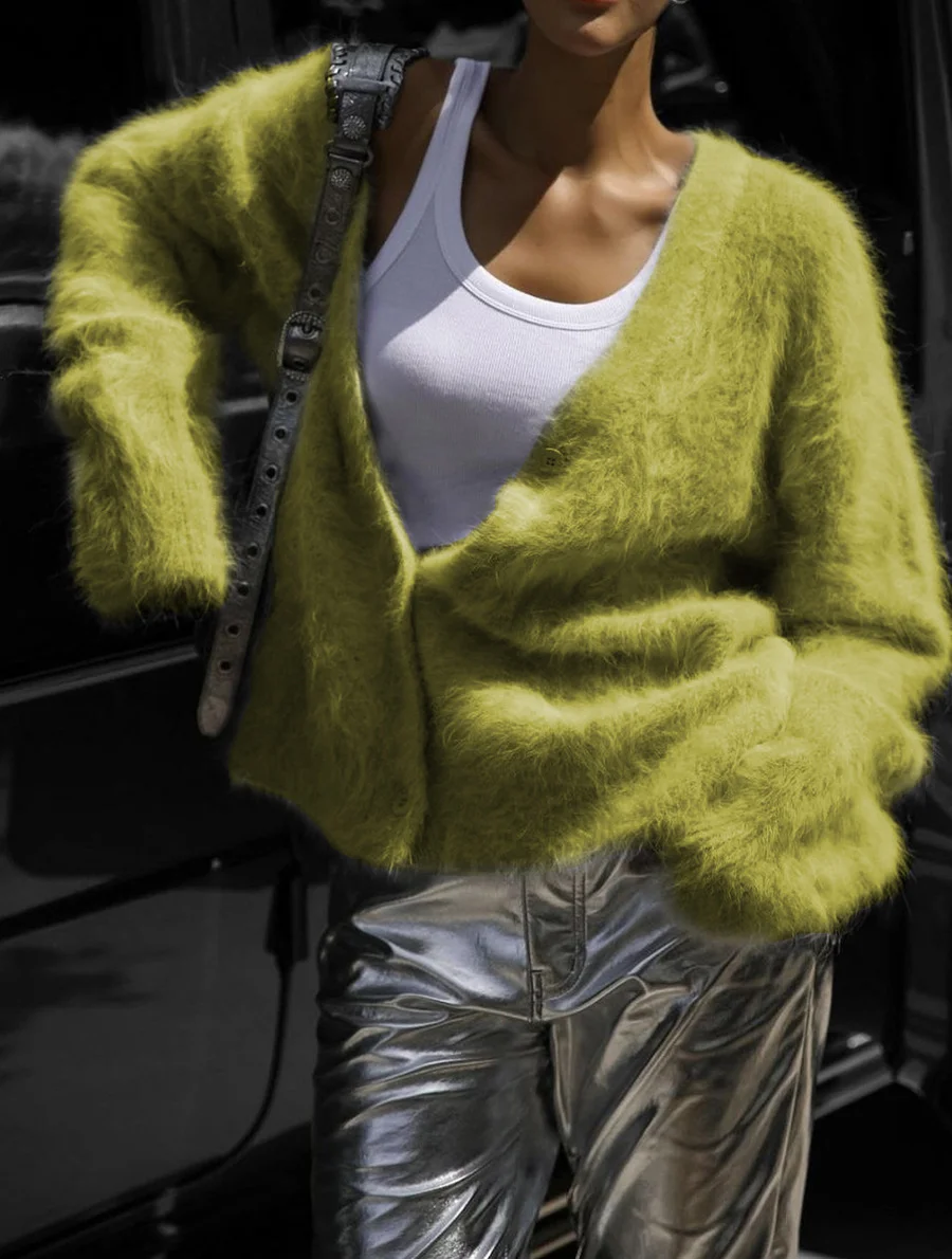 Athvotar Athvotar Hot Spring And Autumn Imitation Sting Cardigan Women Lazy Wind Loose Sweater Jacket Soft Long-Sleeved Knitted Shirt