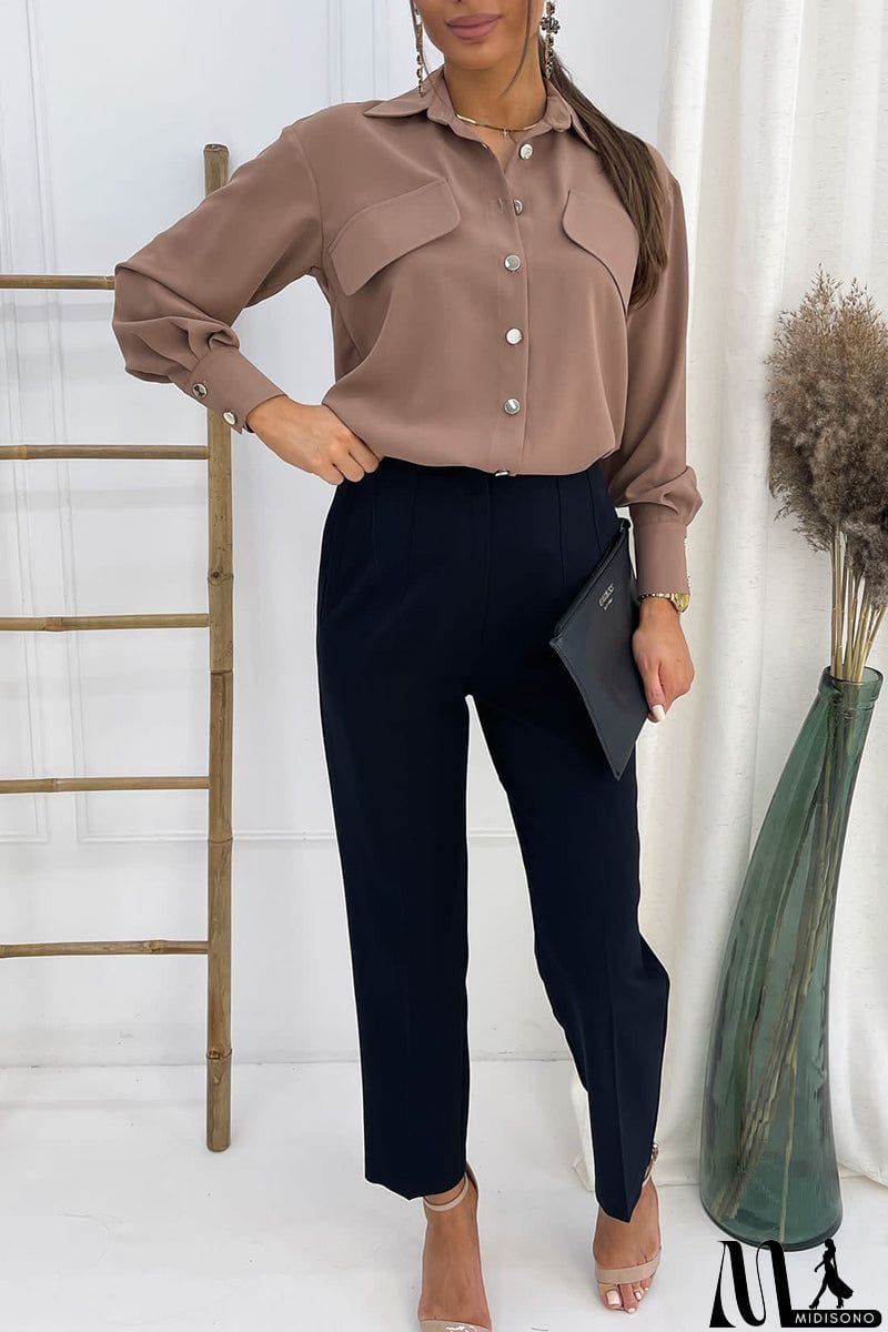 MidiSono - Drop Shoulder Button Shirt