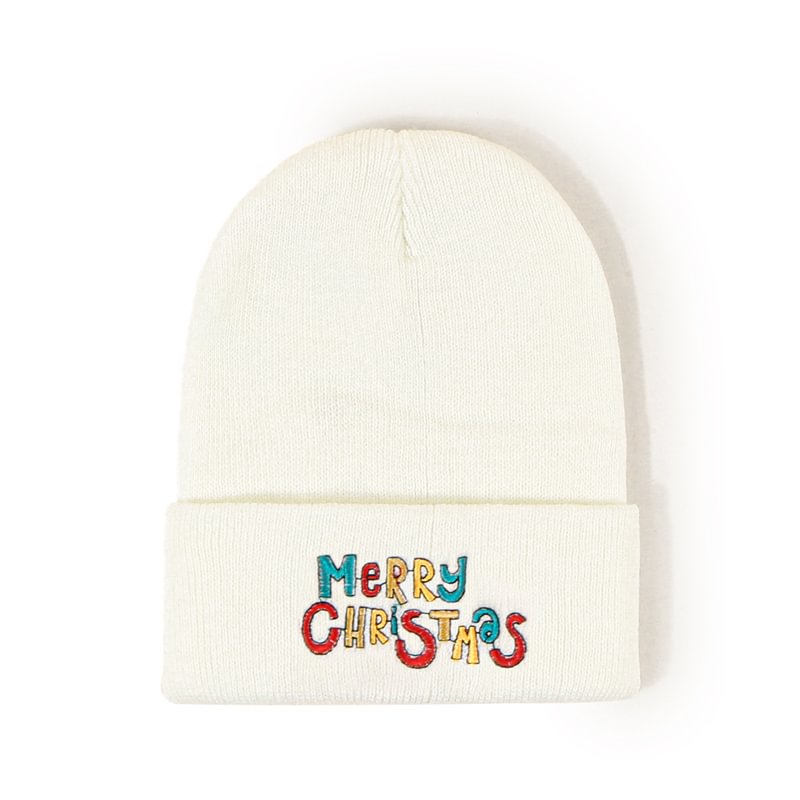 Fashionable Christmas Letter Embroidered Warm Ear Protection Knitted Hat - Livereid