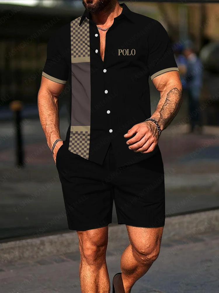 Men's casual printed short sleeved two-piece set