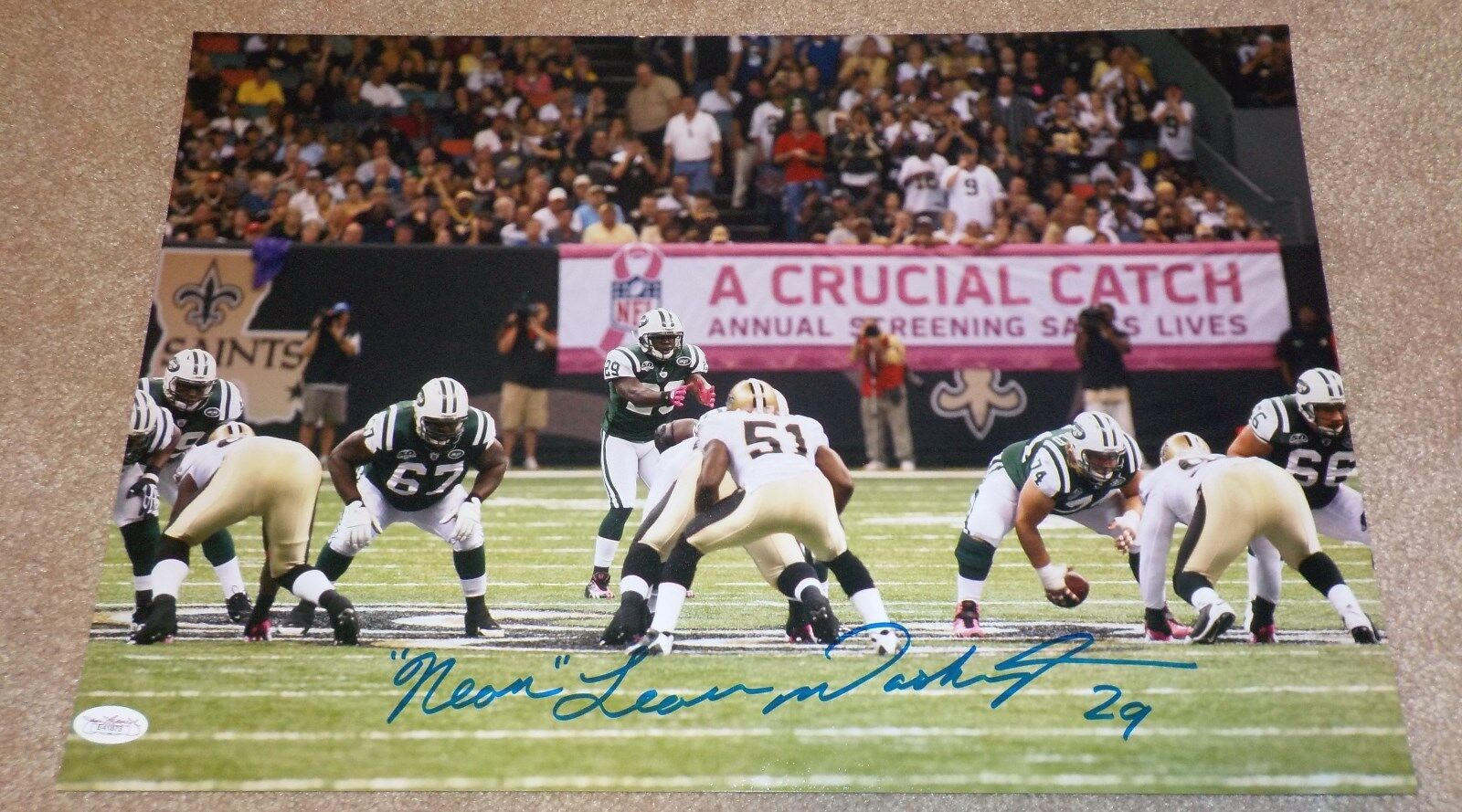 NY Jets Neon Leon Washington Signed Autographed 18x12 Photo Poster painting Florida St JSA