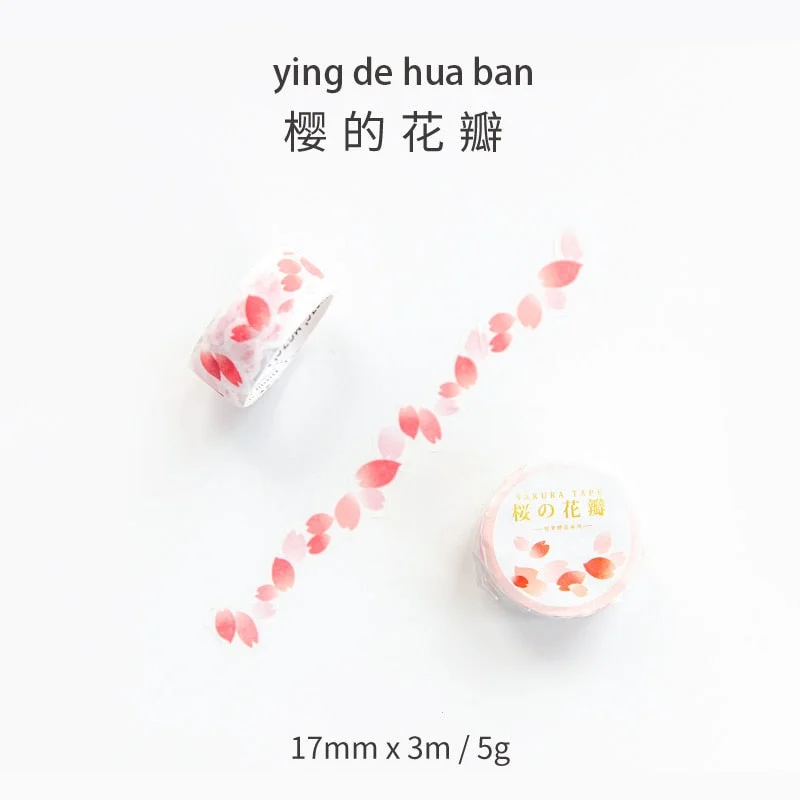 JIANWU 1 Pcs Sweet Dream Cherry Blossom Series Washi Tape Small Fresh Journal DIY Special-shaped Sticker Stationery Supplies