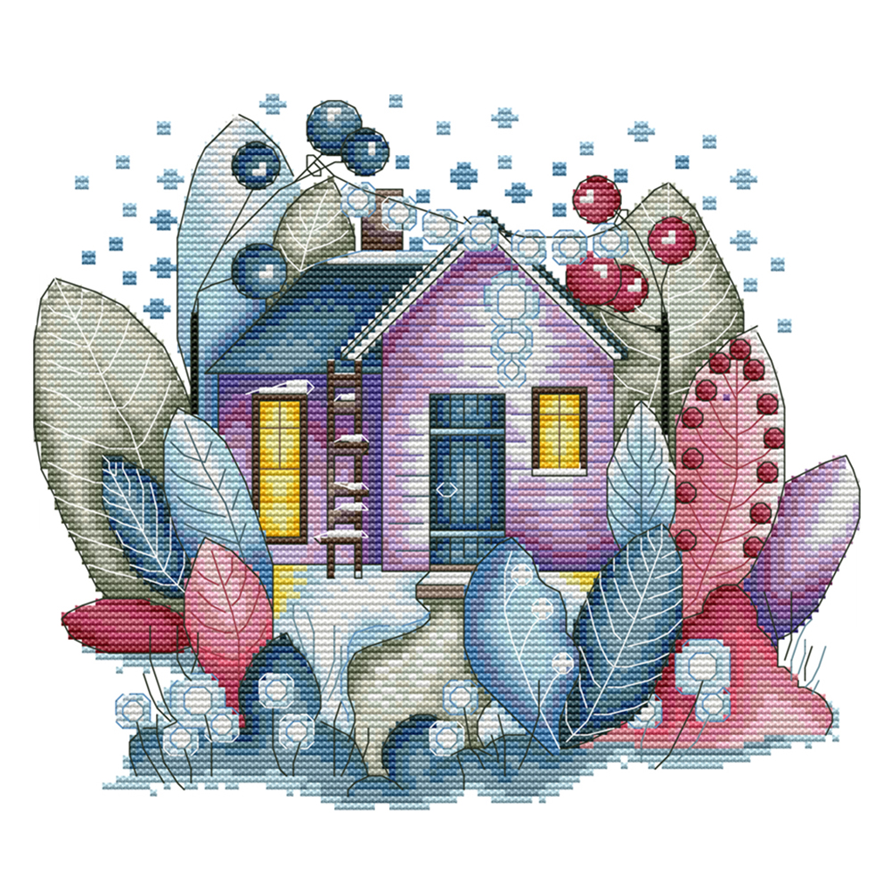 

Winter Magic House - 14CT Stamped Cross Stitch - 30*27CM, 501 Original
