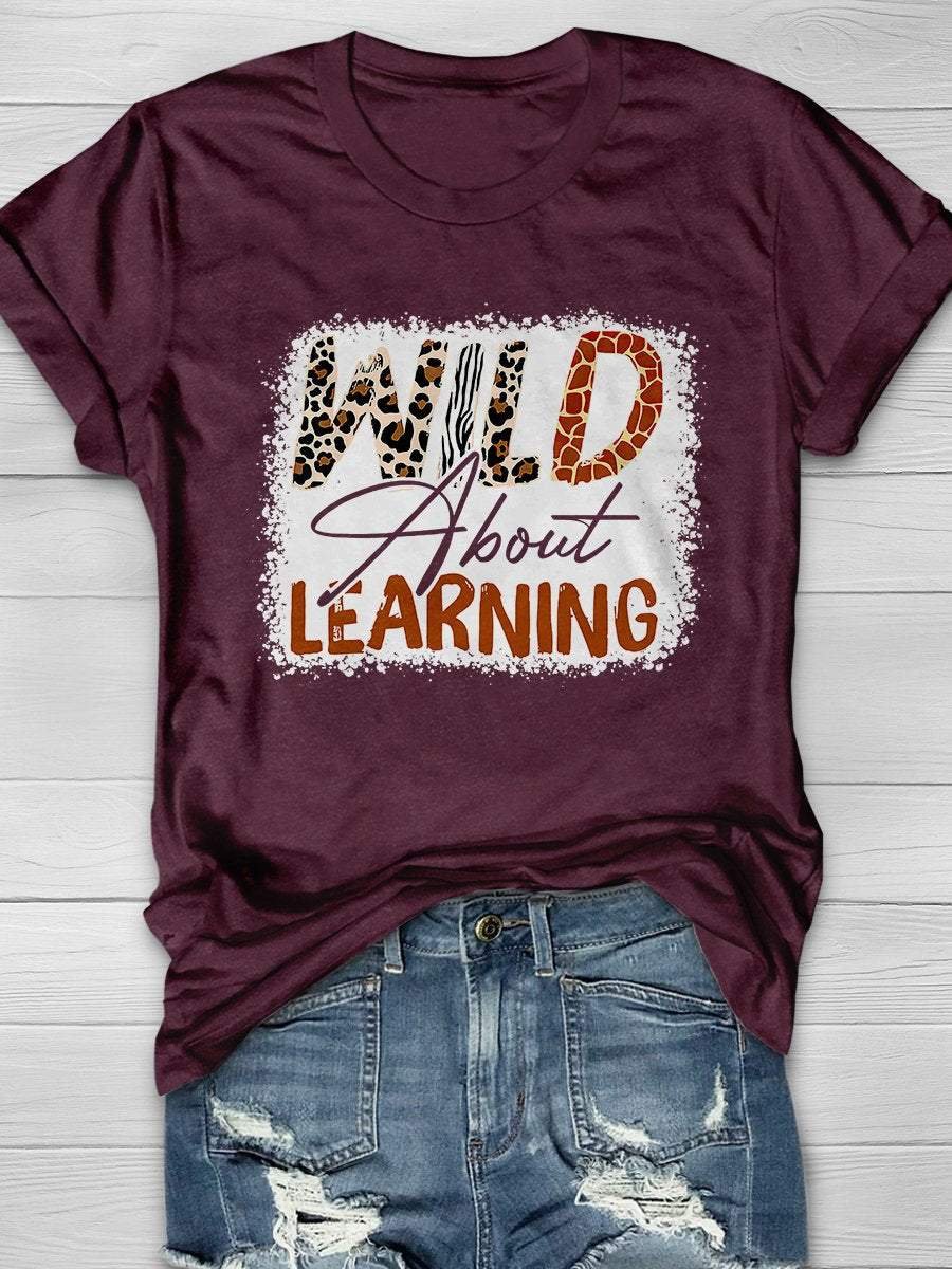 Wild About Learning Print Short Sleeve T-shirt