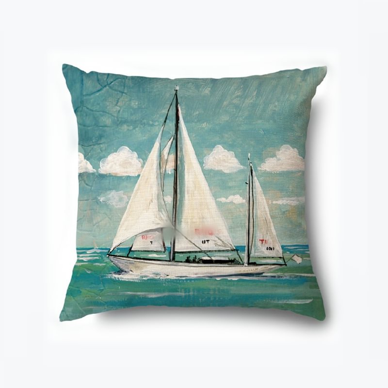 Nautical Printed Linen Pillowcase-Besturer