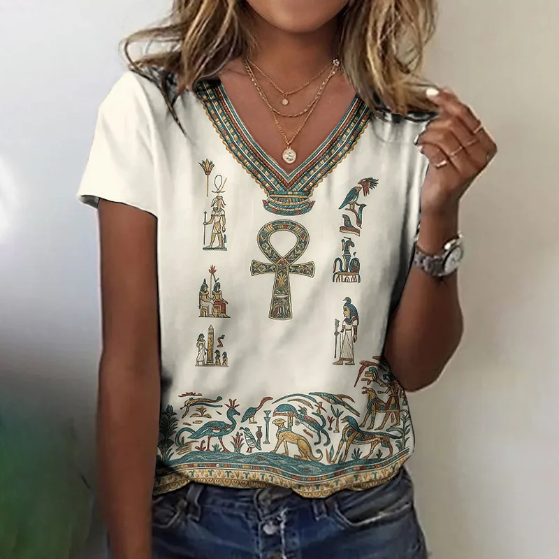 Women's Ancient Egyptian Inspired V-neck T-shirt