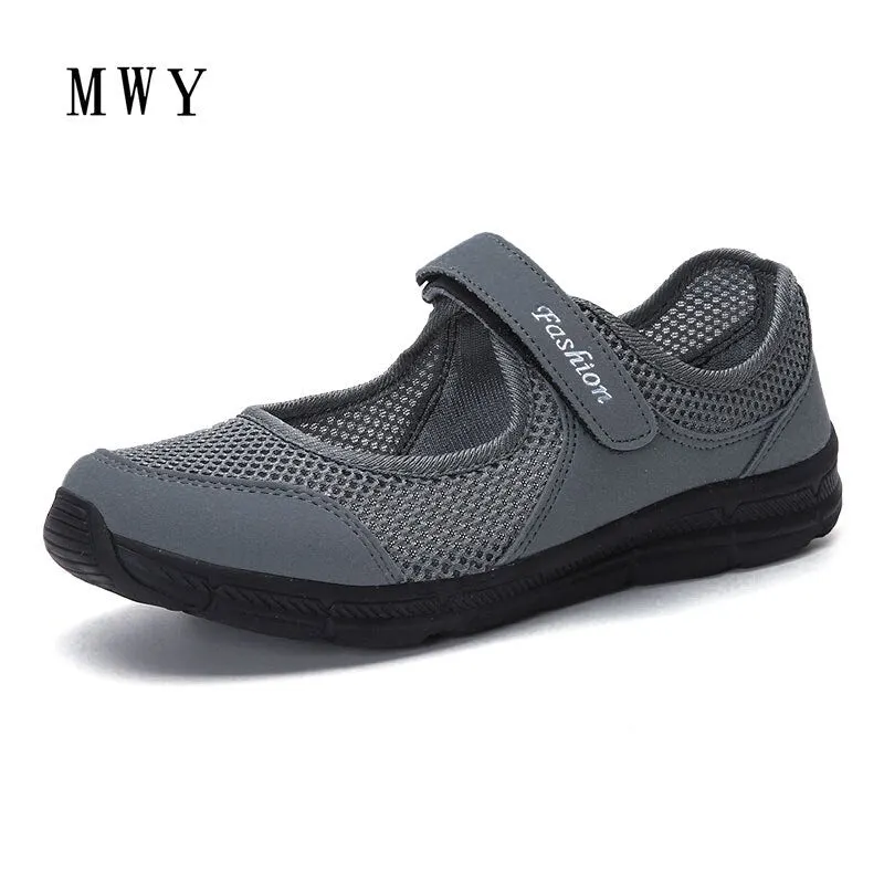 MWY Women Breathable Casual Shoes New Women's Soft Soles Flat Shoes Fashion Air Mesh Summer Shoes Female tenis feminino Sneakers