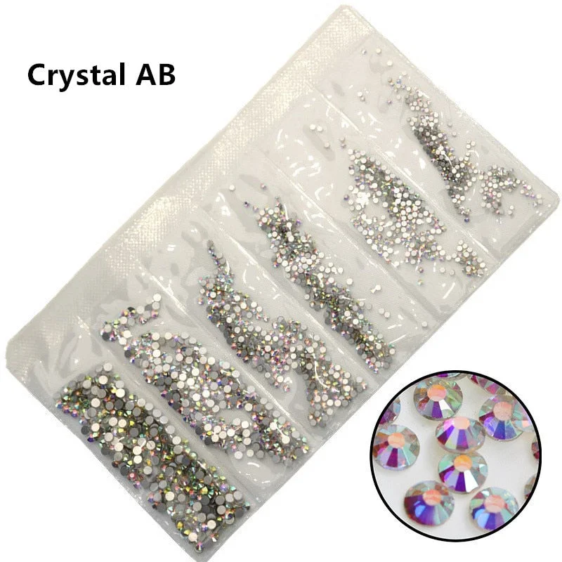 SS3-SS10 1200pcs Mix Sizes Pink/Green/Blue/White Opal Glass Nail Rhinestone Glitter Strass Nail Art Rhinestone Decorations