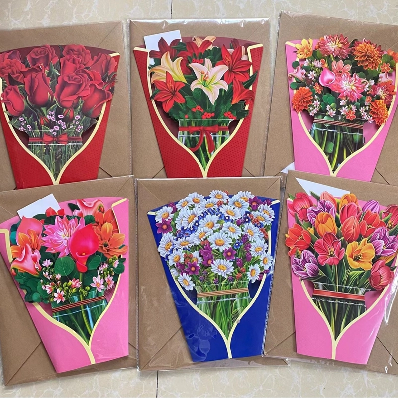 Explosions Creative 3D Stereo Greeting Card Mother’s Day Paper Flowers In Hand Thank You Gift Greeting Card