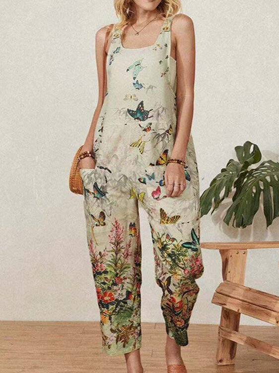 Women's Floral Butterfly Print Jumpsuit