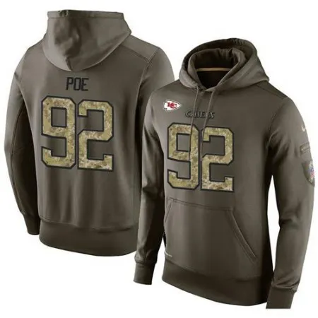 NFL Men's  Kansas City Chiefs #92 Dontari Poe Stitched Green Olive Salute To Service KO Performance Hoodie