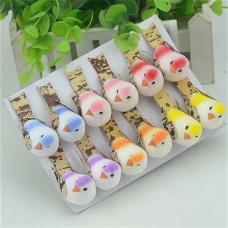 4pcs/lot Cheap Mini Artificial Glittering Foam Birds Home Wedding Party Decorative Handicraft Diy Gift Box Accessories