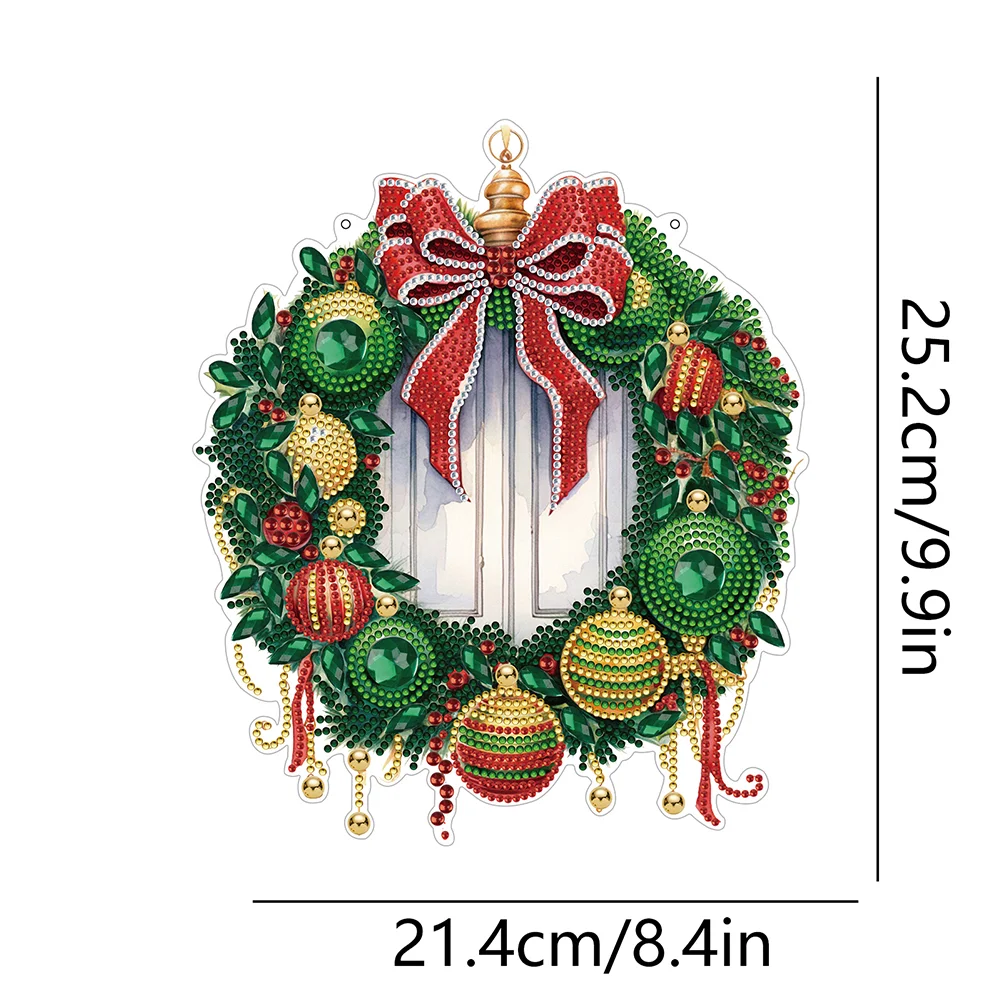 DIY Christmas Flower Wreath Acrylic Special Shaped Diamond Painting Wall Decor Wreath