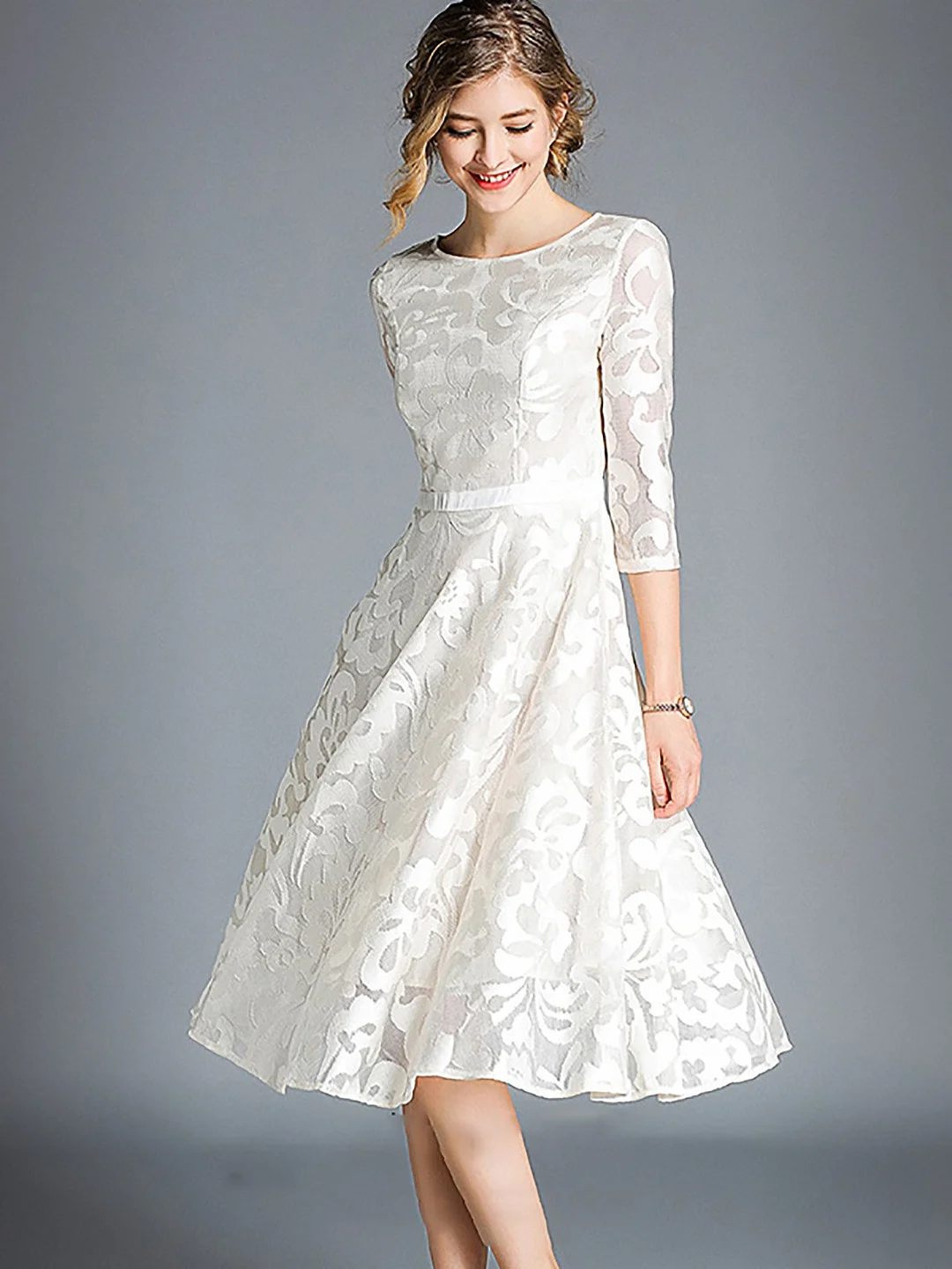 A-Line Wedding Cocktail Midi Dress