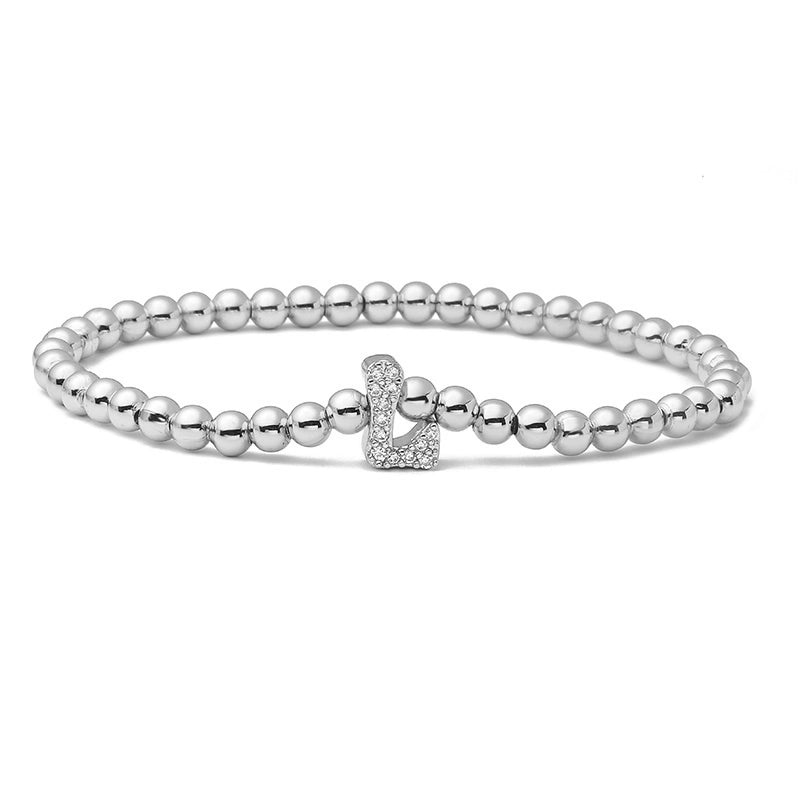 Vintage Style Minimalist Classic Style Letter Copper Zircon 18K Gold Plated Inlay Bracelets