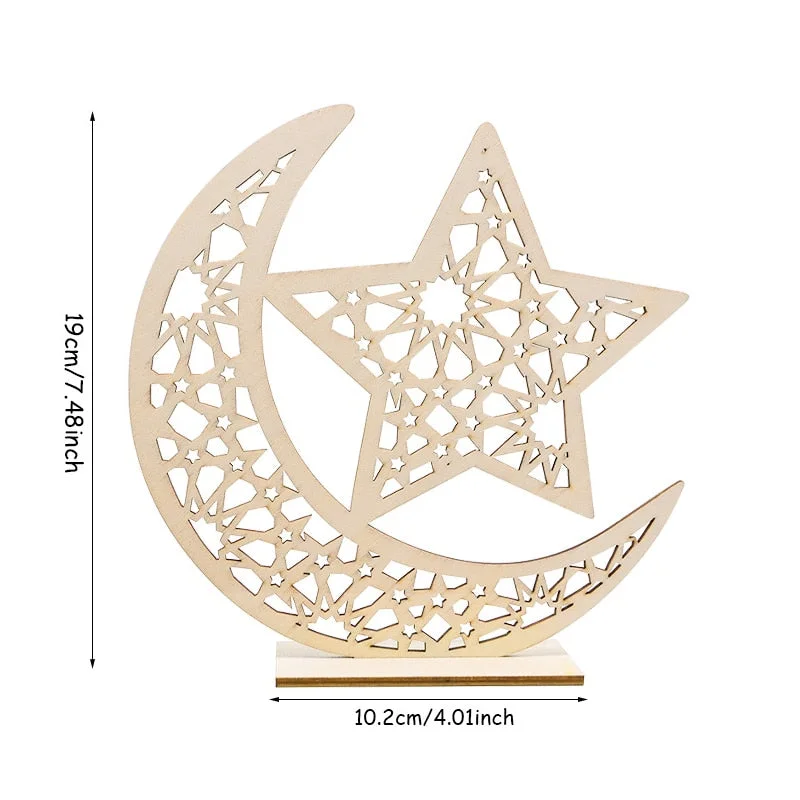 Wooden EID Mubarak Decoration Ramadan Mubarak Ornaments Islamic Muslim Pendant Eid Al Adha Party Supplies Ramadan Kareem Gifts