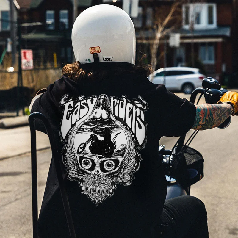 EASY RIDERS Riding Motorcycle Black Print T-Shirt
