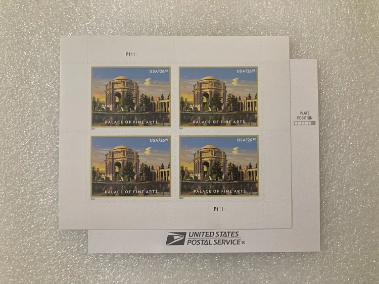 Palace of Fine Arts $26.95 Express Mail Pane of Four Stamps