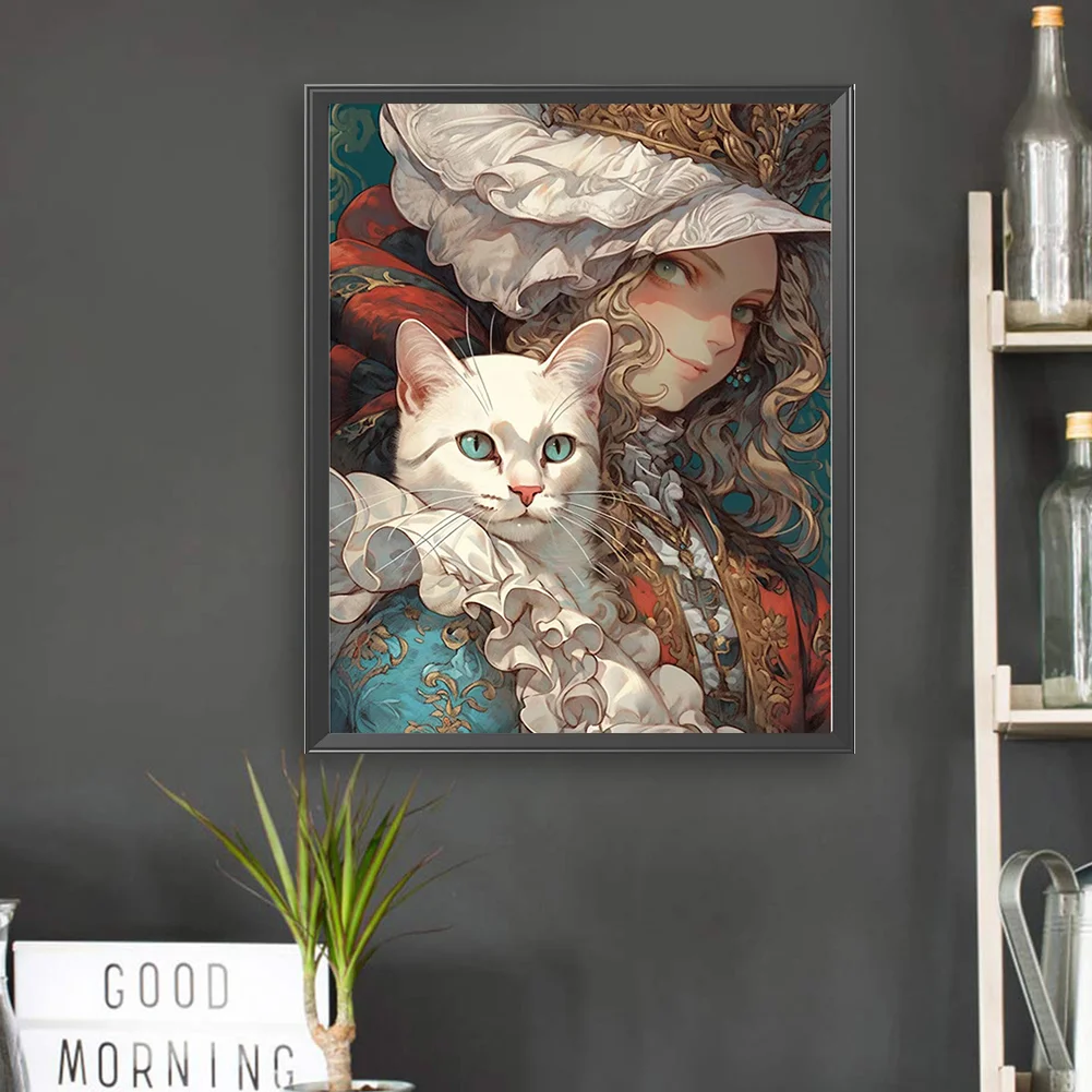 DIY Paint By Number 40*50cm - Noble Girl Holding A Cat