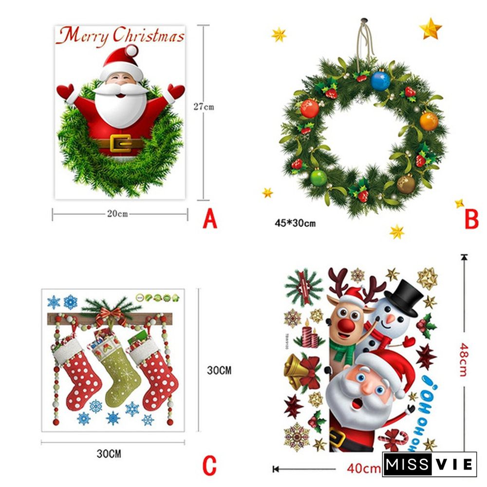 Christmas Bell Garland Wall Stickers Store Supermarket Window Glass Decorations Christmas Door Stickers