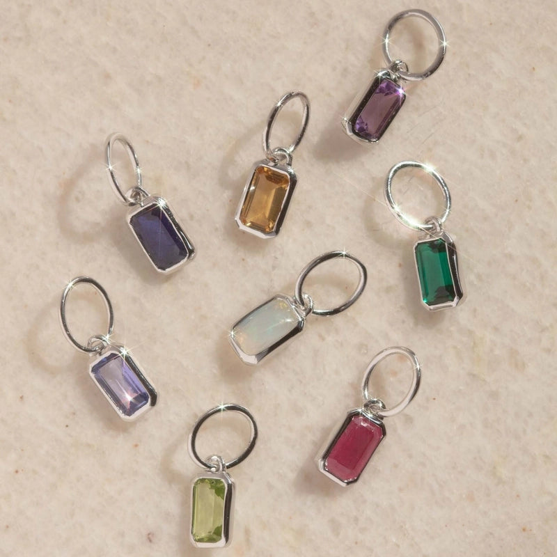 1 Piece 10 * 20mm 304 Stainless Steel Birthstone Zircon Rectangle Pendant Jewelry Accessories