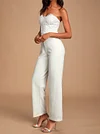 White Color Lace Spaghetti-Neck Bandeau Wedding Jumpsuits