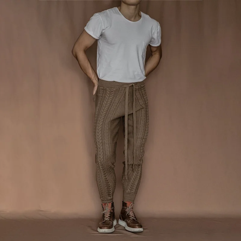 Casual fashion slim knitted cropped trousers