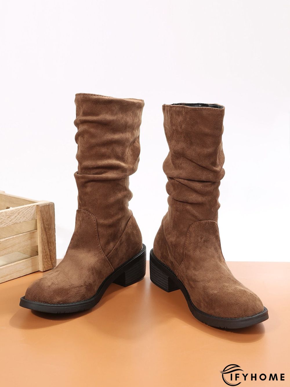 Faux Suede Slip On Slouchy Boots | IFYHOME