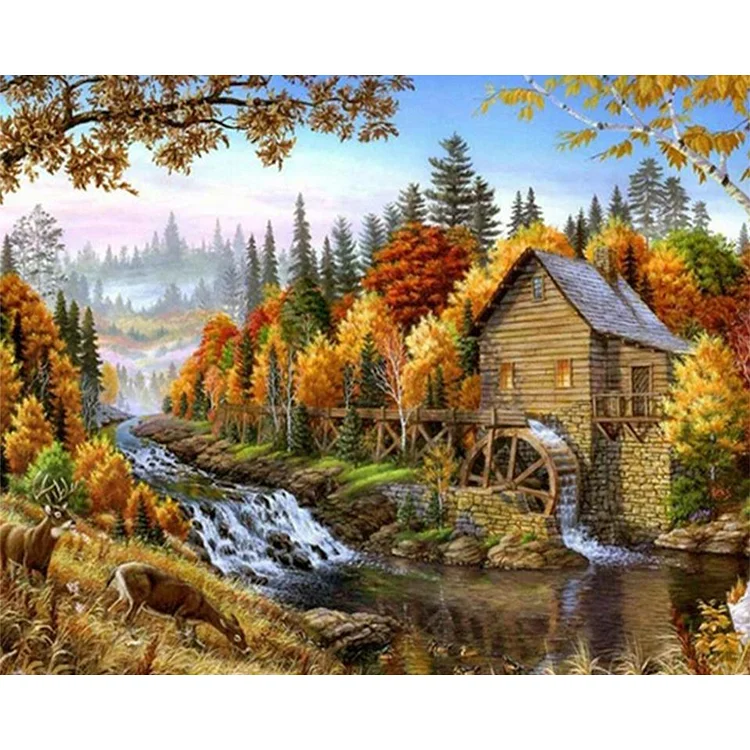 DIY - Autumn Cottage 11Ct Stamped Cross Stitch 40*50Cm