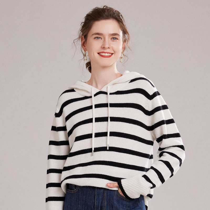 Classic Stripes Women's Cashmere Sweater REAL SILK LIFE