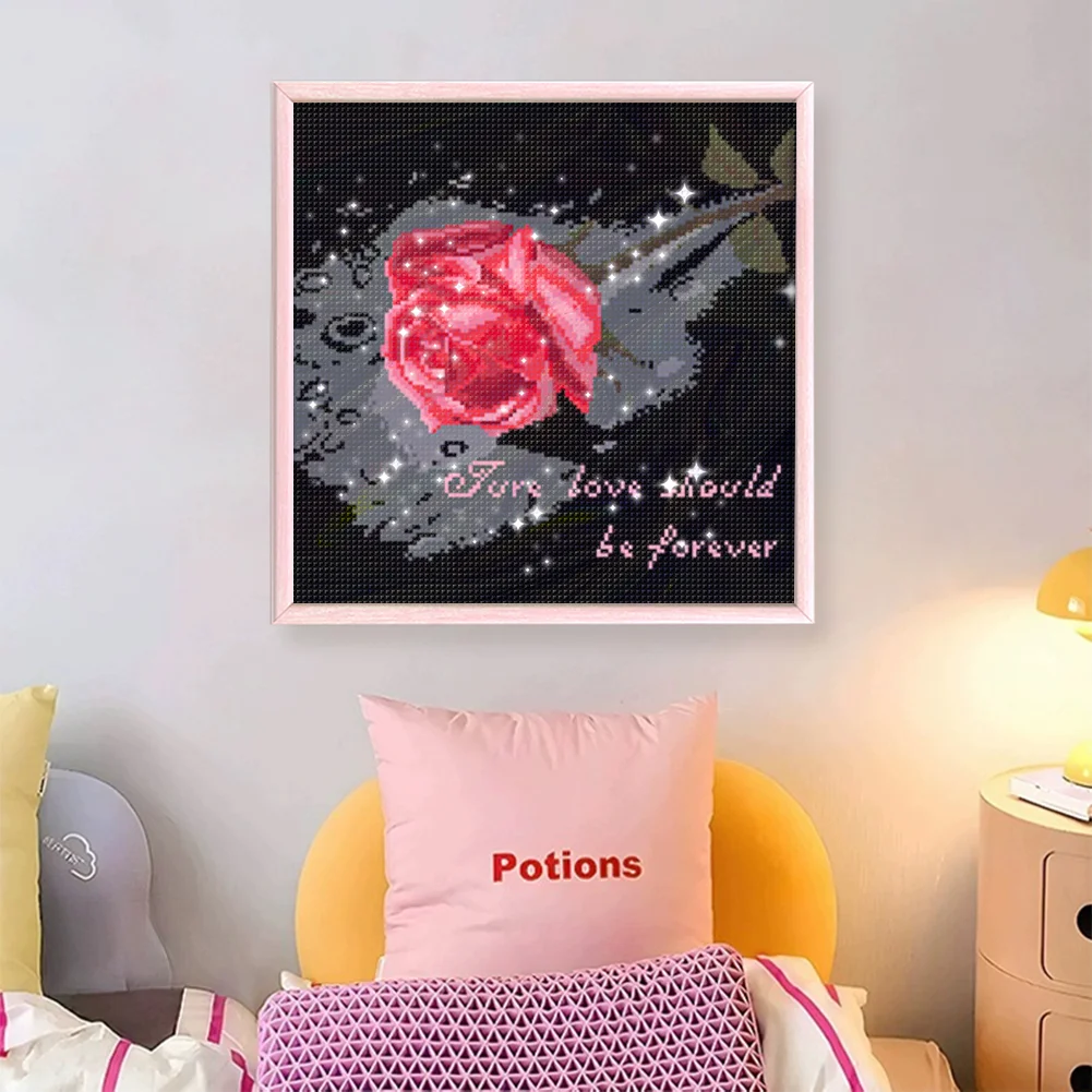 9CT Full Stamped Cross Stitch Bead Embroidery- Flower(Canvas|35*35CM)