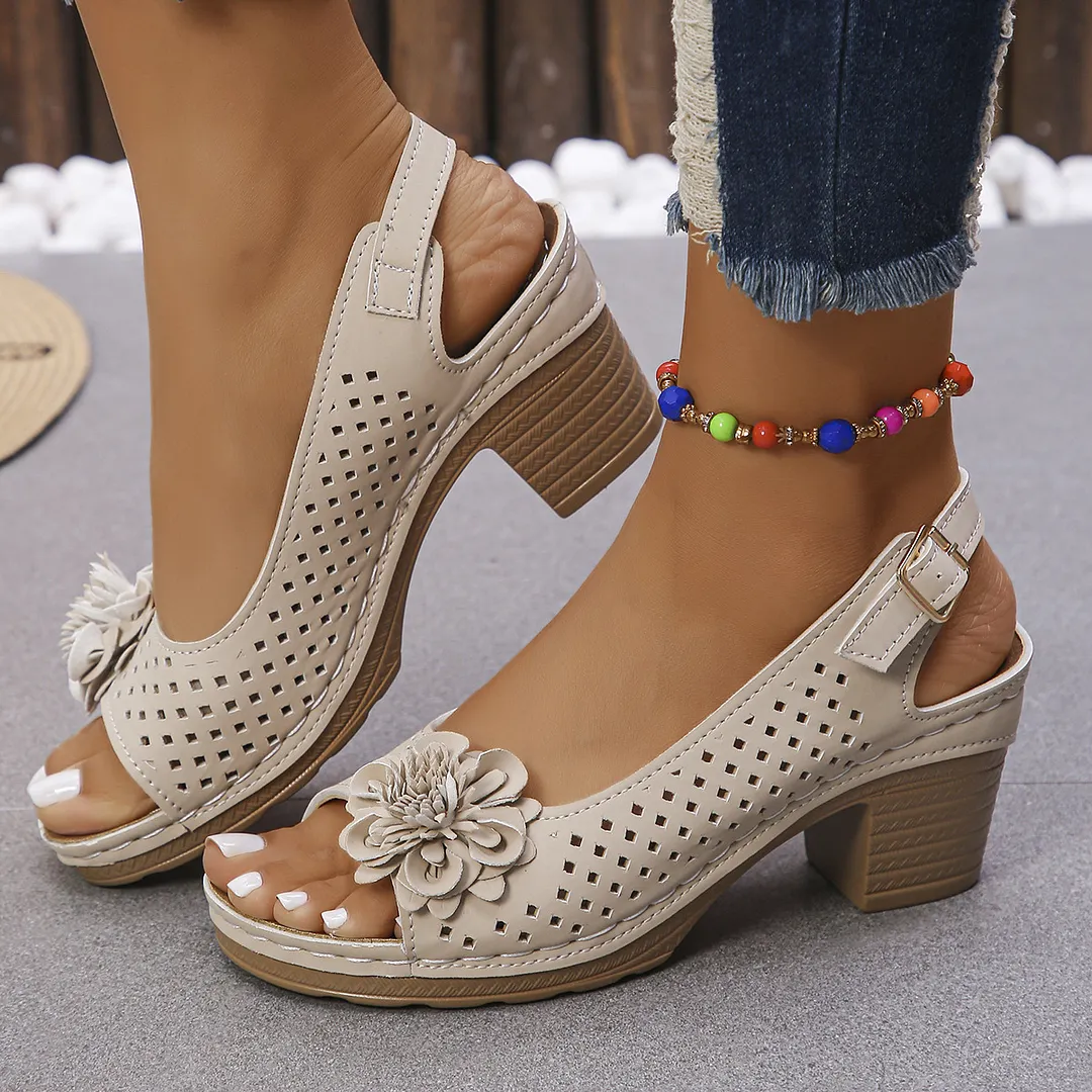 Breakj Breakj Summer New Women's Slope And Thick-Soled Sandals Large-Size Fish Mouth Slope And Word Slope Heel Sandals