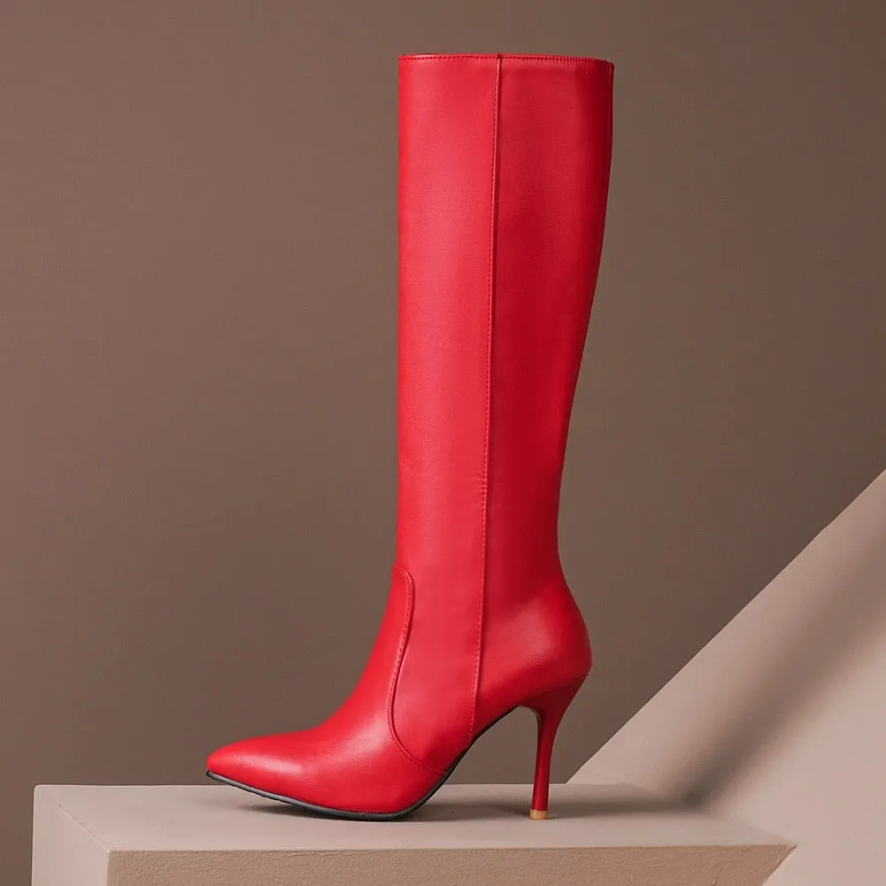 BONJOMARISA New Plus Size 34-45 Ins Sexy White Over The Knee Boots Women 2020 Thin High Heels Thigh High Lady Boots Shoes Woman