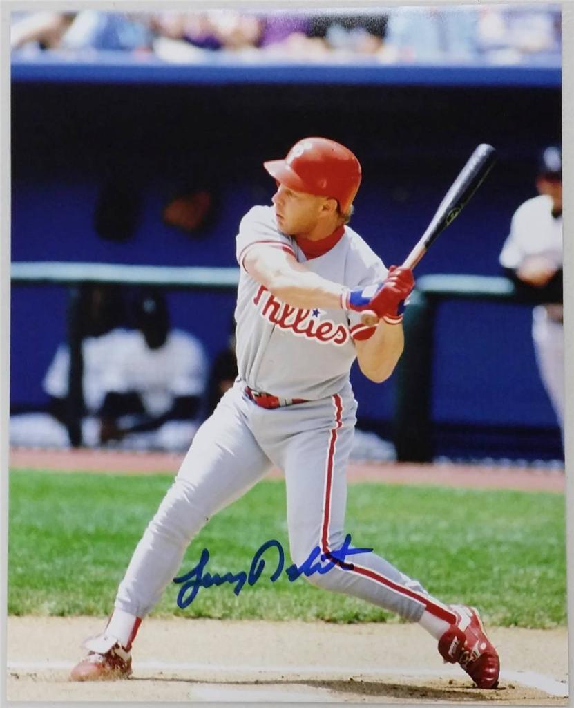 LENNY DYKSTRA SIGNED 8x10 Photo Poster painting Philadelphia Phillies (C)