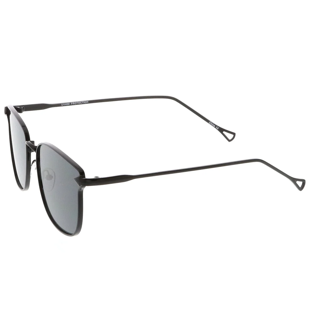 Modern Metal Square glasses With Flat Lenses And Slim Hook Arms 55mm