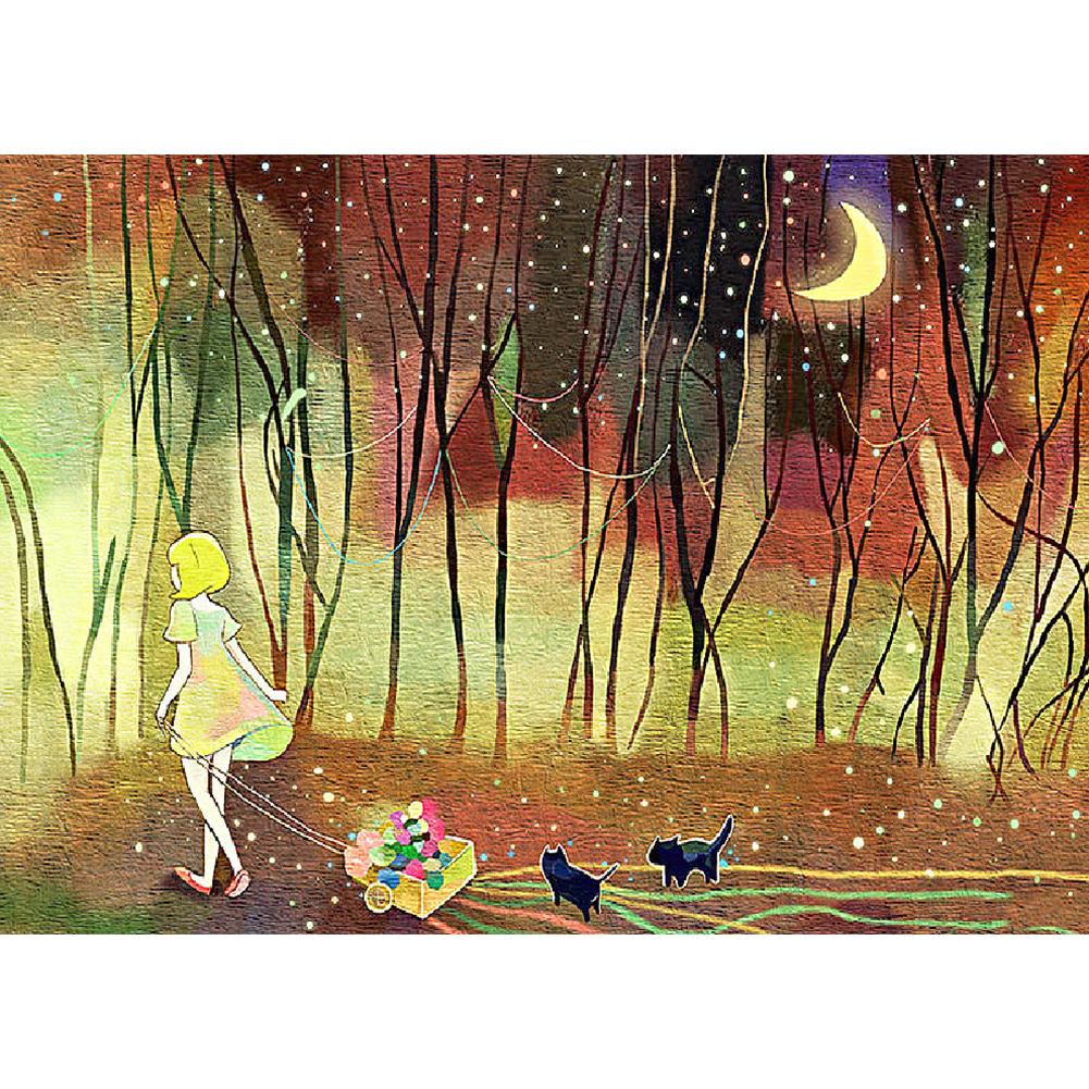 

Girl Moon Light String - Round Drill Diamond Painting - 30x40cm, 501 Original