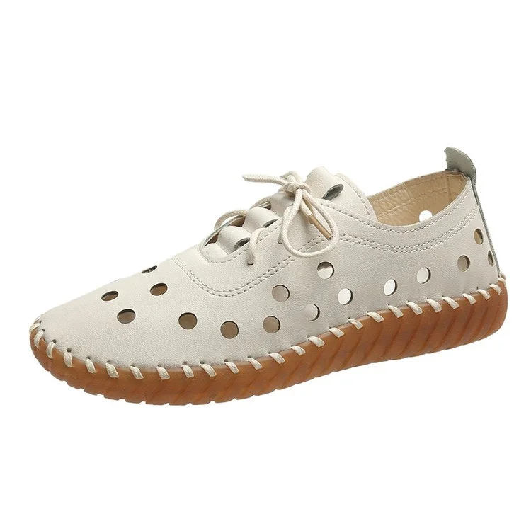 2021 Newest Designer Woman Flats Breathable Sew Oxford Sneakers Women Casual Lace Up Split Hollow Moccasins Loafer Shoes