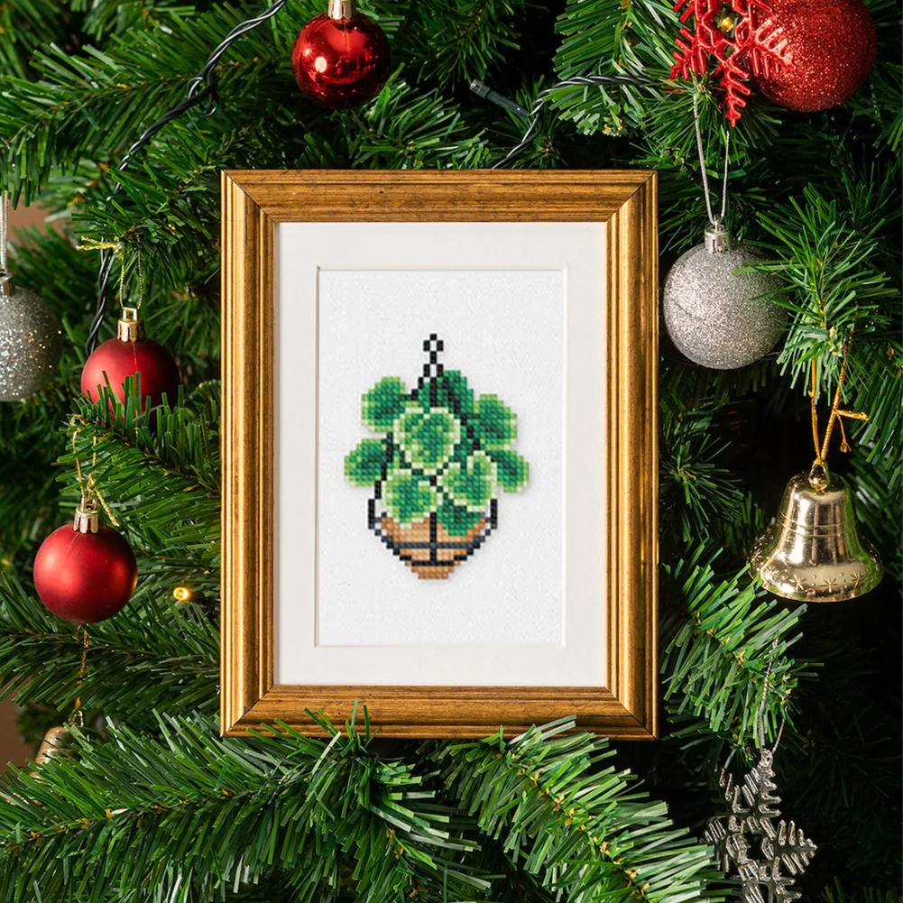 12pcs Plants DIY Mini Square Diamond Painting for Desktop Decor No Frame(14*18cm)