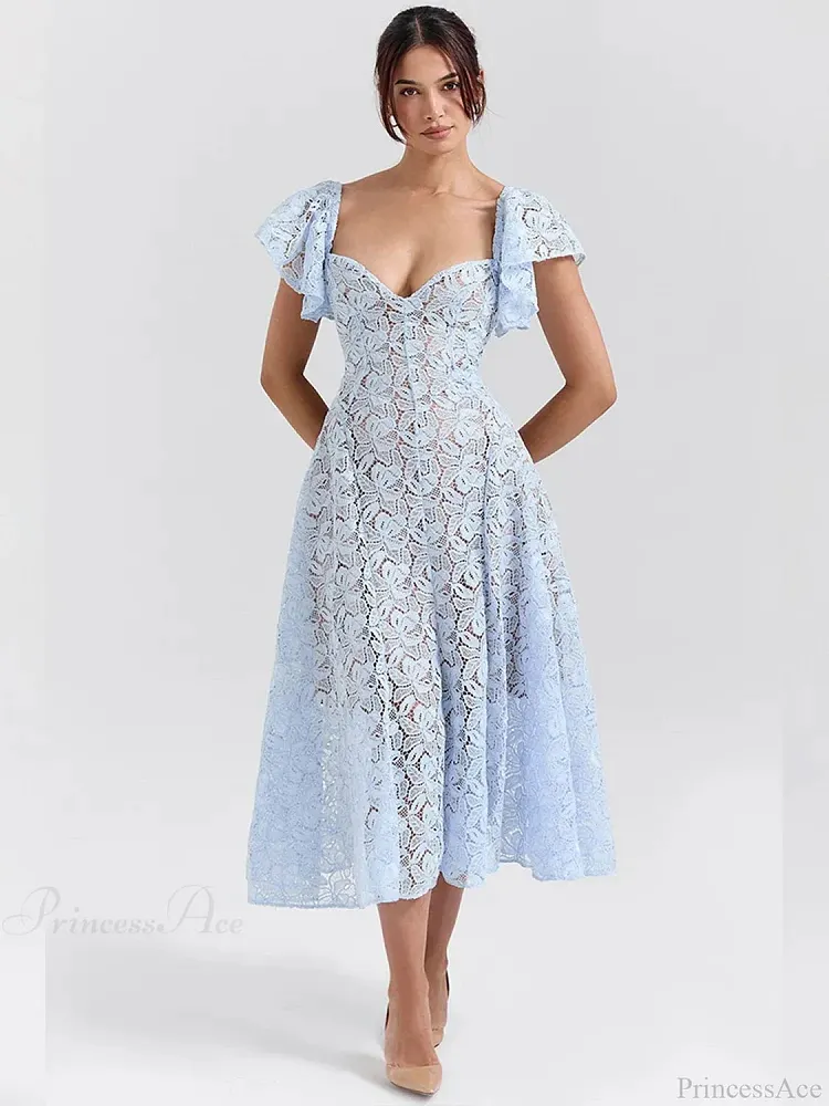 Waist Wrap Lace Vacation Dress