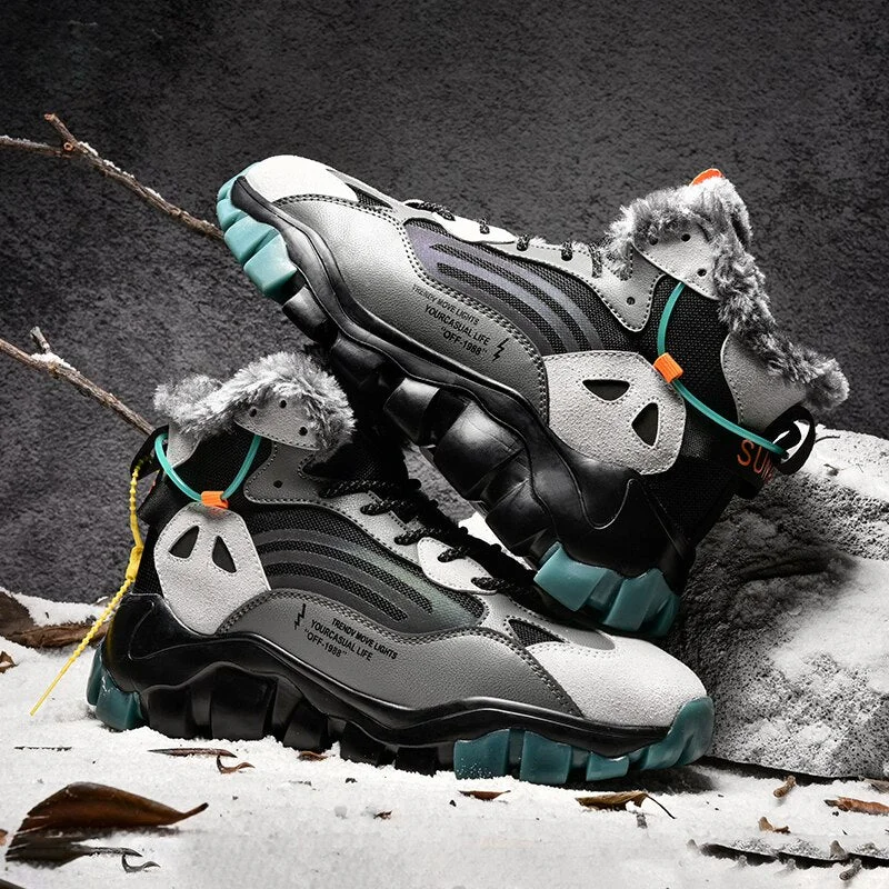 High-top Winter Keep Warm Running Shoes Men Comfortable Trendy Sport Shoes Non-Slip Plush Sneakers Male Walking cotton-padd Shoe