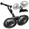 Rechargeable Dual Head Car Fan 3 Speeds 360 Degree Rotatable Vehicle Rear Headrest Fan for Universal Cars SUV Sedan Trucks